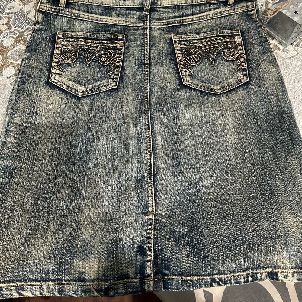 Denim Rhinestone Cache Skirt